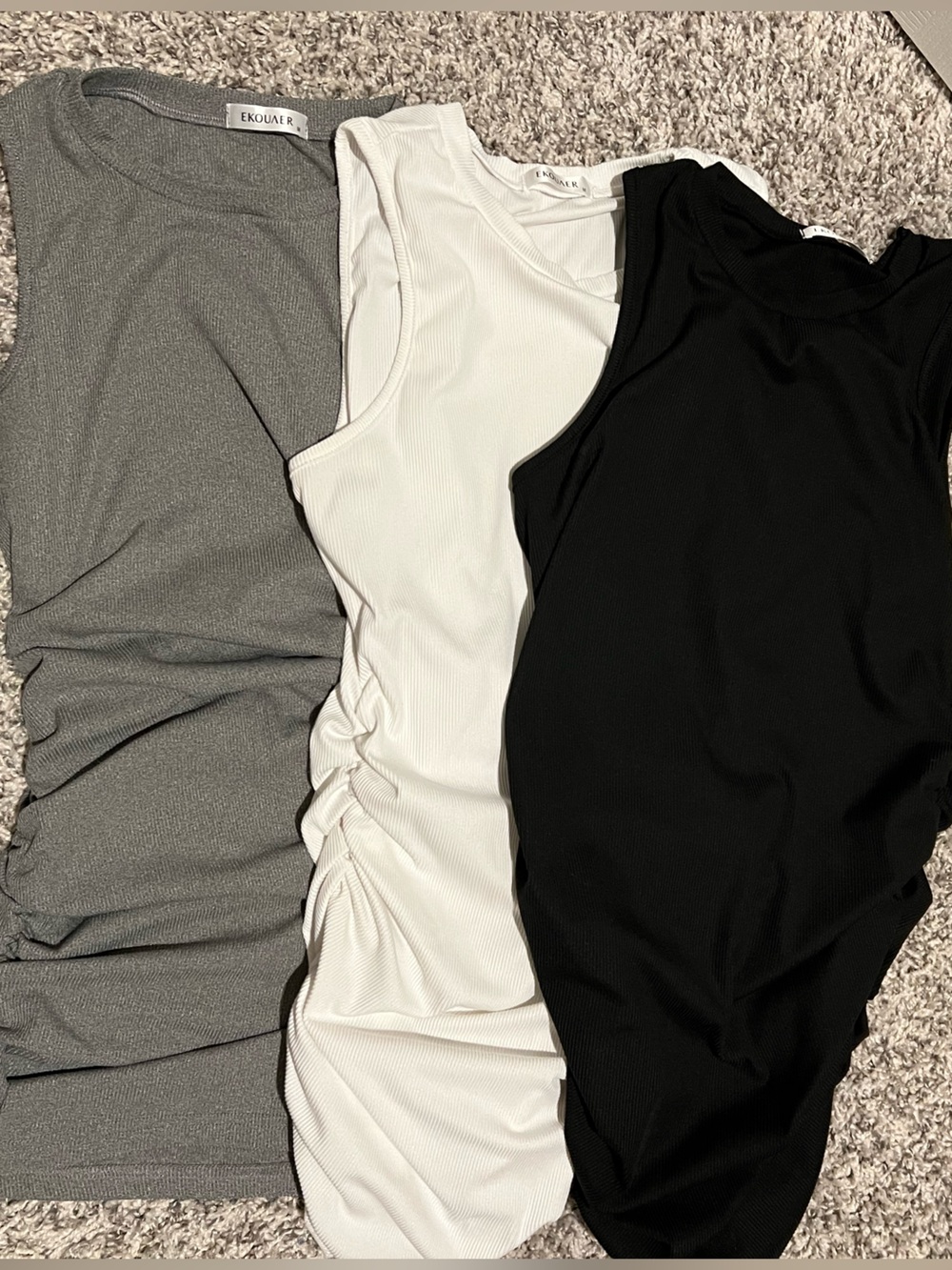 Maternity sleeveless ruched tank top - Black, White, Gray